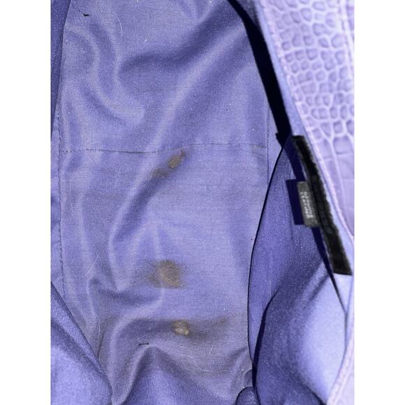 Express Genuine Leather Croc Embossed Purple Tote Bag Handbag Purse - Picture 6 of 8